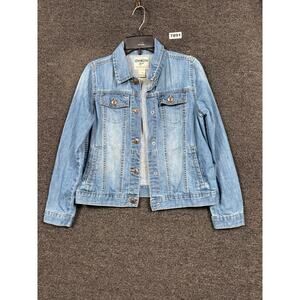 OshKosh B'Gosh Girl's Jean Trucker Jacket Sz 14 Blue Medium Wash Button Closure